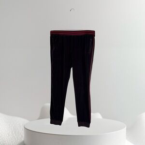 Sean John Black Velour Jogger Pants Sz XL Red Stripe Accents & Zipper Pockets